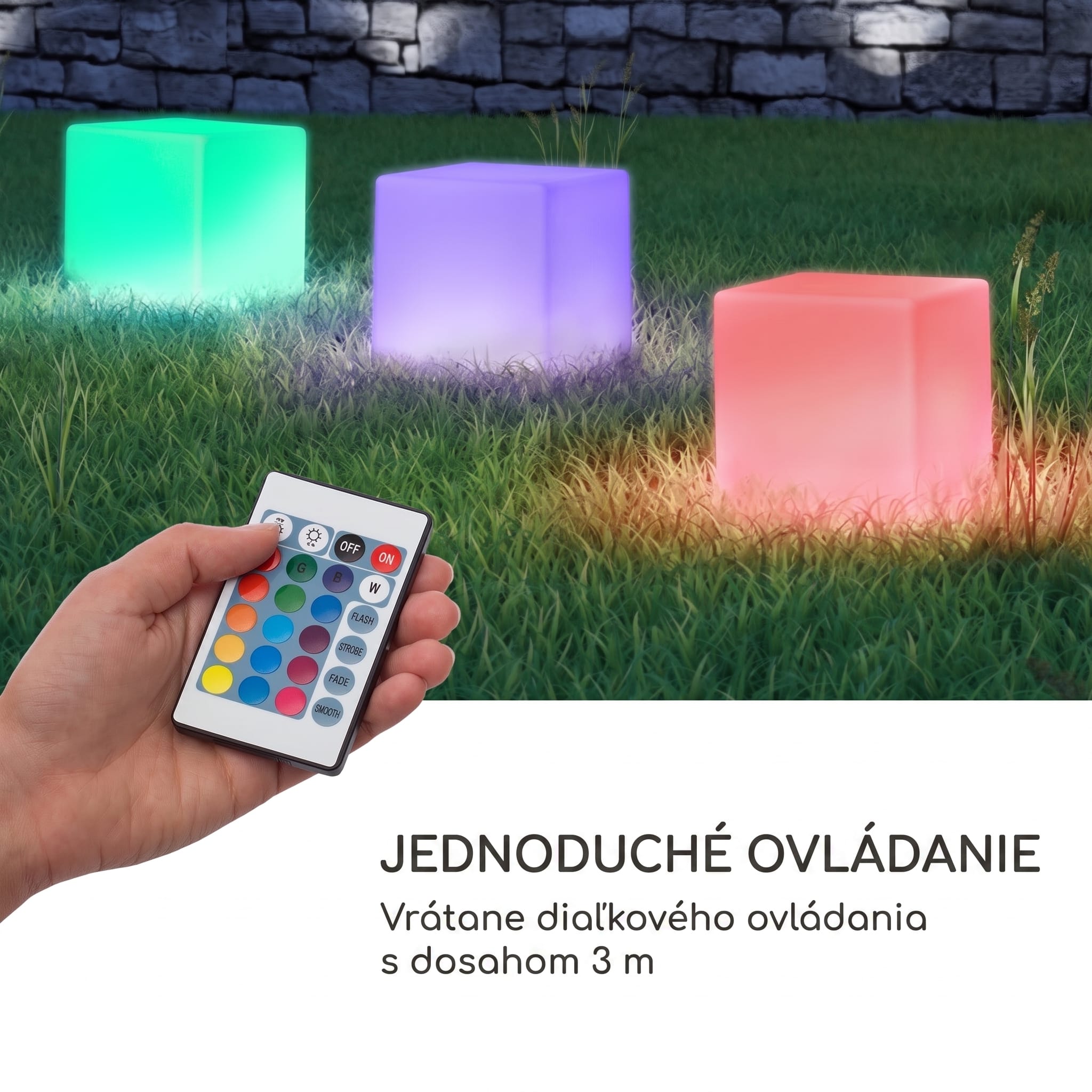 Blumfeldt Shinecube XL svietiaci kocka 40x40x40 cm 16-farebné LED 4 svetelné režimy biela – Obrázok 3