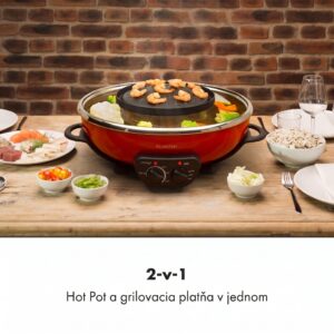 Klarstein Szechuan Hot Pot a grilovacia platňa 5 l, 1350 W, 600 W červená