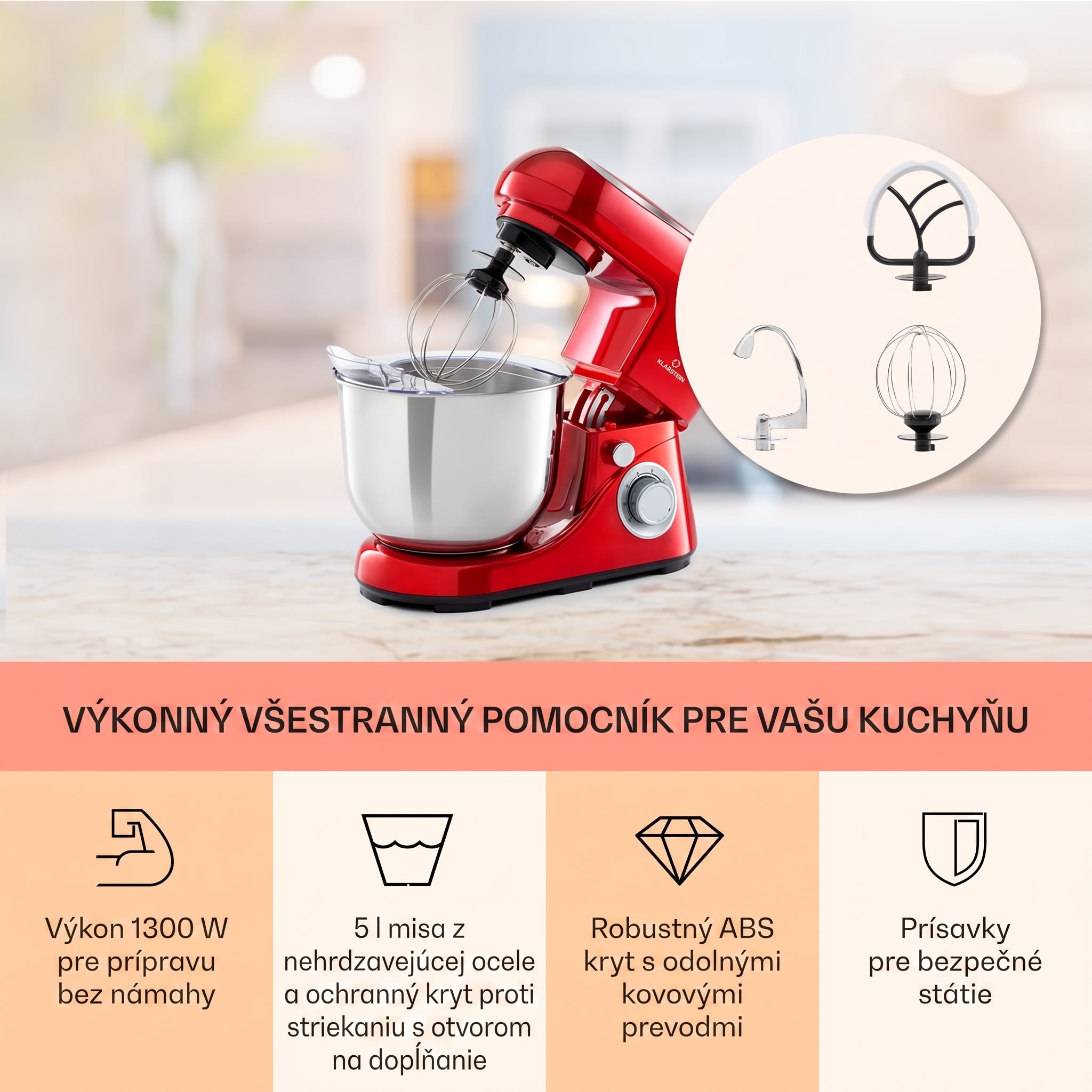 Klarstein Bella Pico 2G, kuchynský robot, 1300 W, 1,7 PS, 6 stupňov, 5 l – Obrázok 2