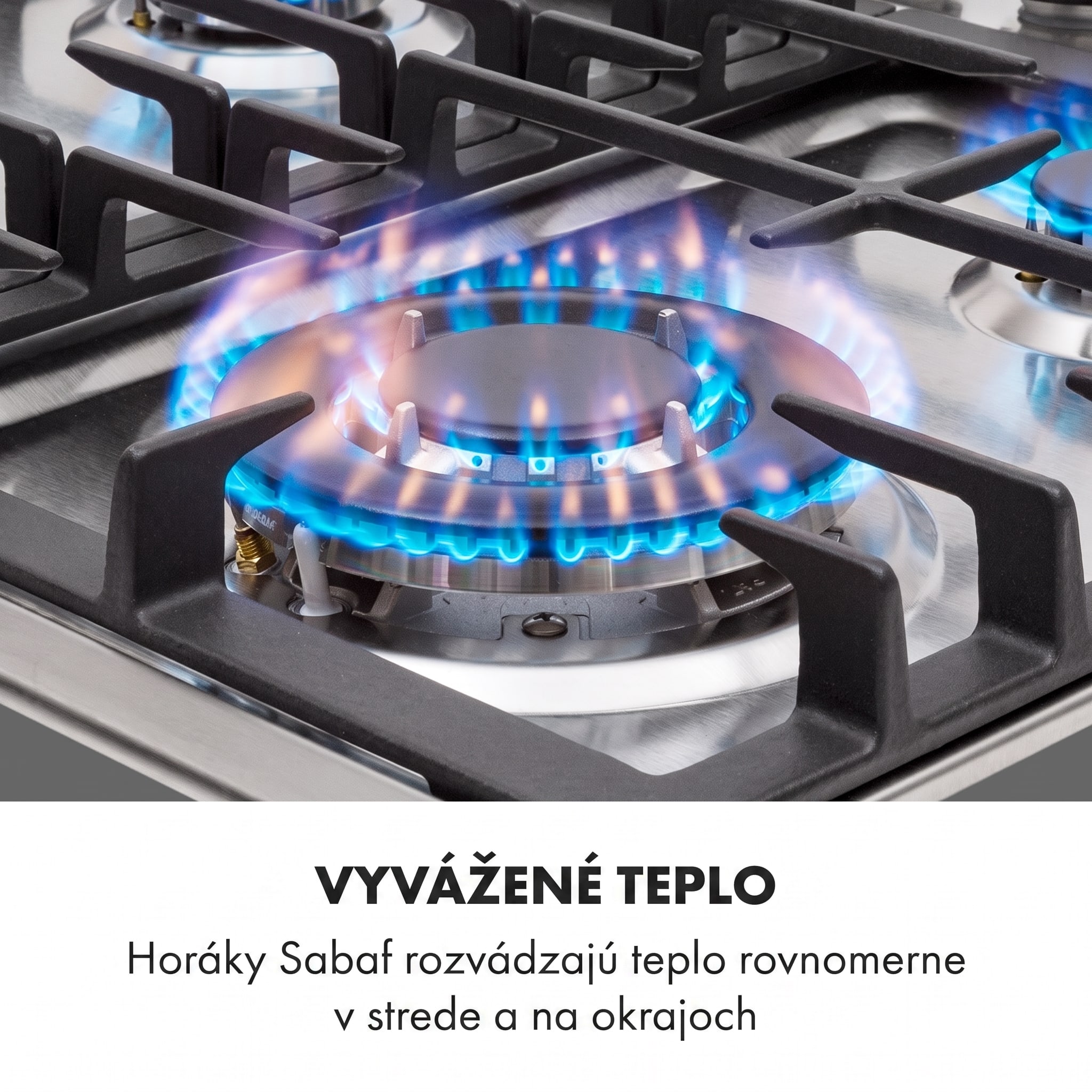 Klarstein Ignito 4 Zonen, plynová varná doska, 4 Sabaf horáky, nehrdzavejúca oceľ, strieborná
