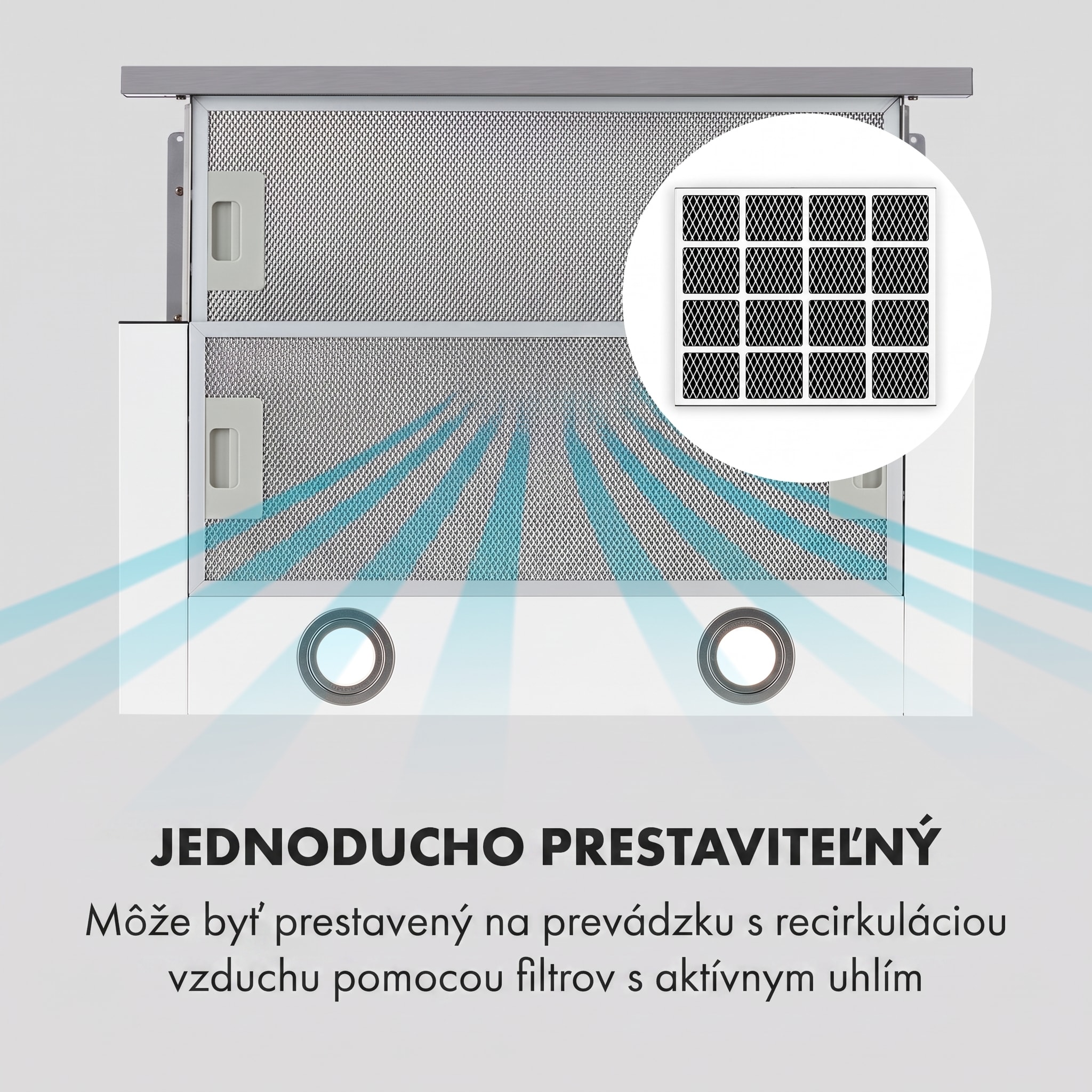 Klarstein Mariana 60 odsávač s plochým krytom 500 m³/h odťah LED biely – Obrázok 5