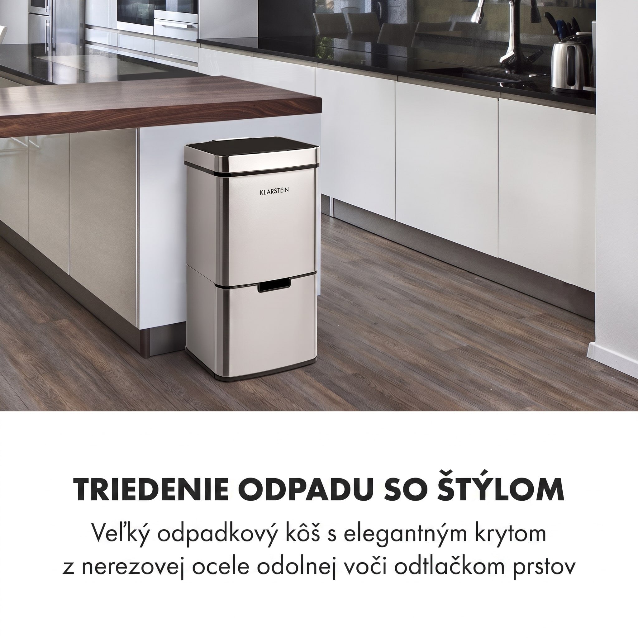 Klarstein Touchless, odpadkový kôš, senzor, 72 l, 4 nádoby, ABS/PP/ušľachtilá oceľ