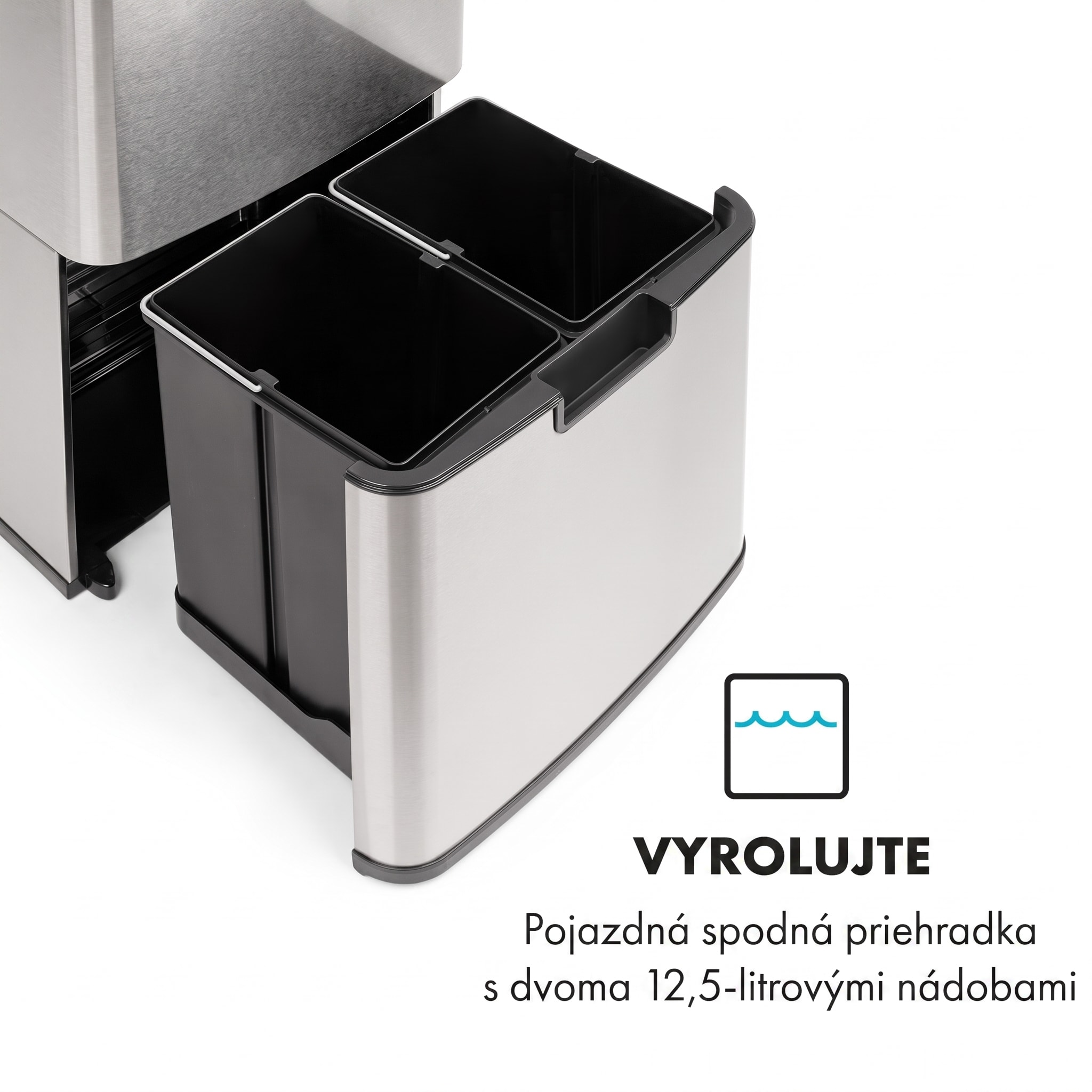 Klarstein Touchless, odpadkový kôš, senzor, 72 l, 4 nádoby, ABS/PP/ušľachtilá oceľ – Obrázok 4
