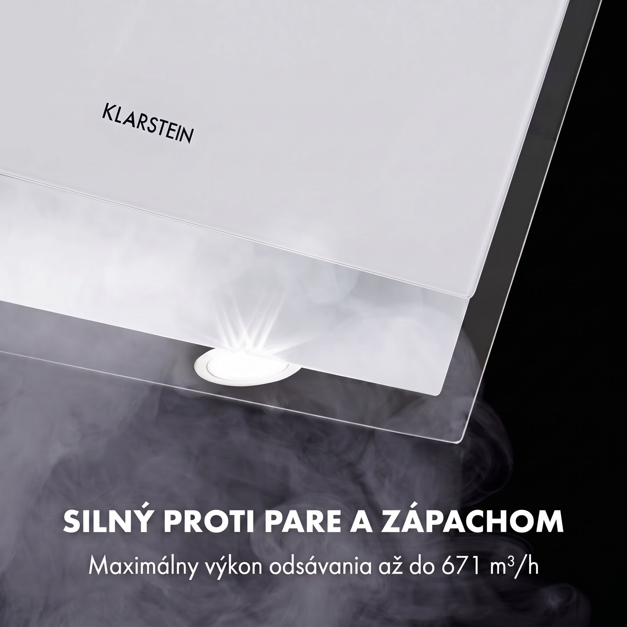Klarstein Mirage 60, digestor, 60 cm, nástenný, 671 m³/h, A++, dotykový panel, biely – Obrázok 2
