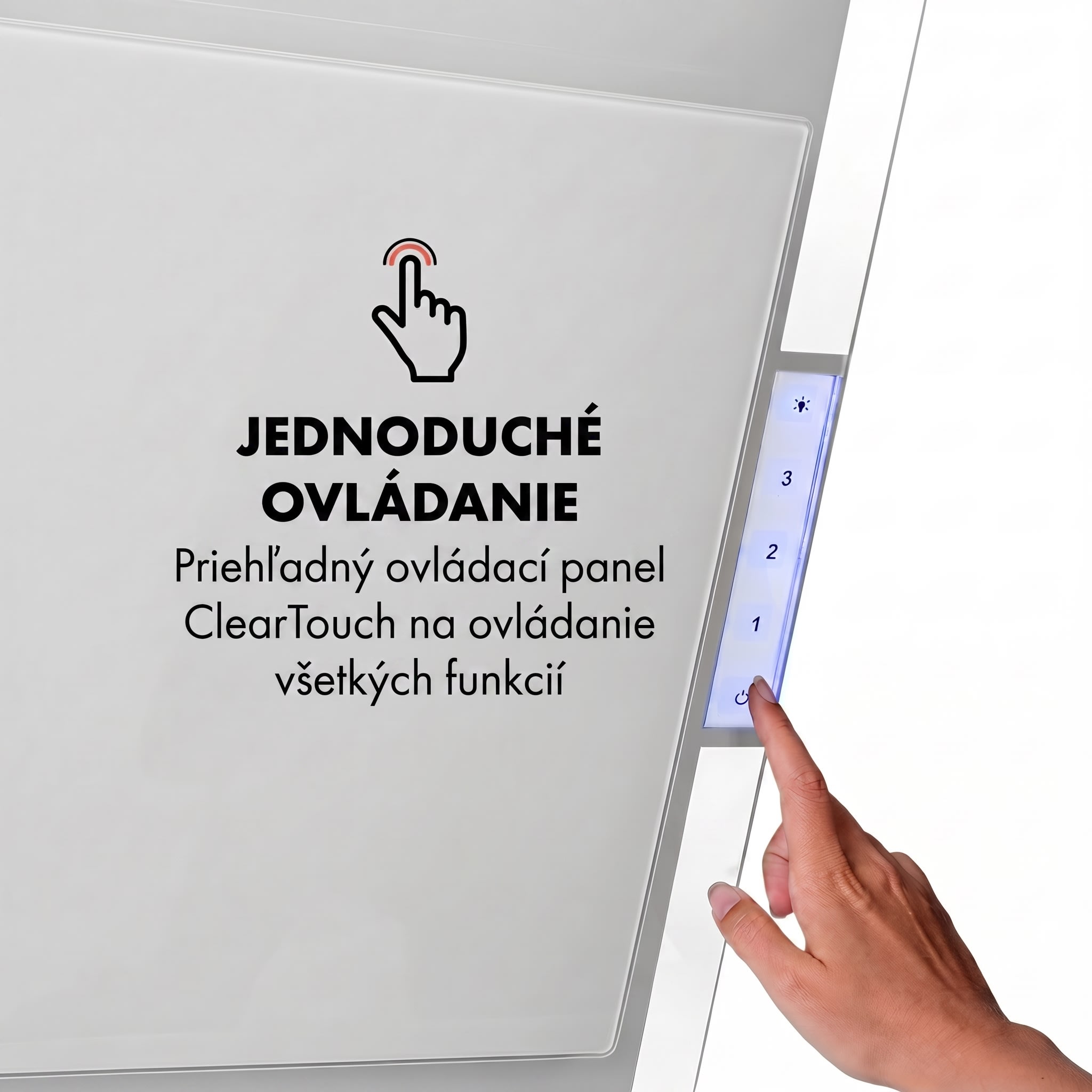 Klarstein Mirage 60, digestor, 60 cm, nástenný, 671 m³/h, A++, dotykový panel, biely – Obrázok 3