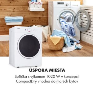 Klarstein Jet Set, sušička bielizne, sušička, 1020 W, energetická trieda G, 3 kg, 50 cm, biela
