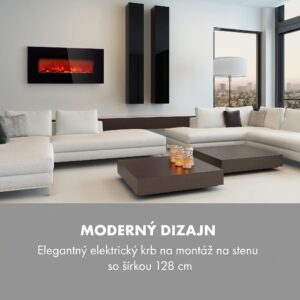 Klarstein Lausanne Long, elektrický krb, 1600 W, 2 úrovne ohrevu, 128 cm