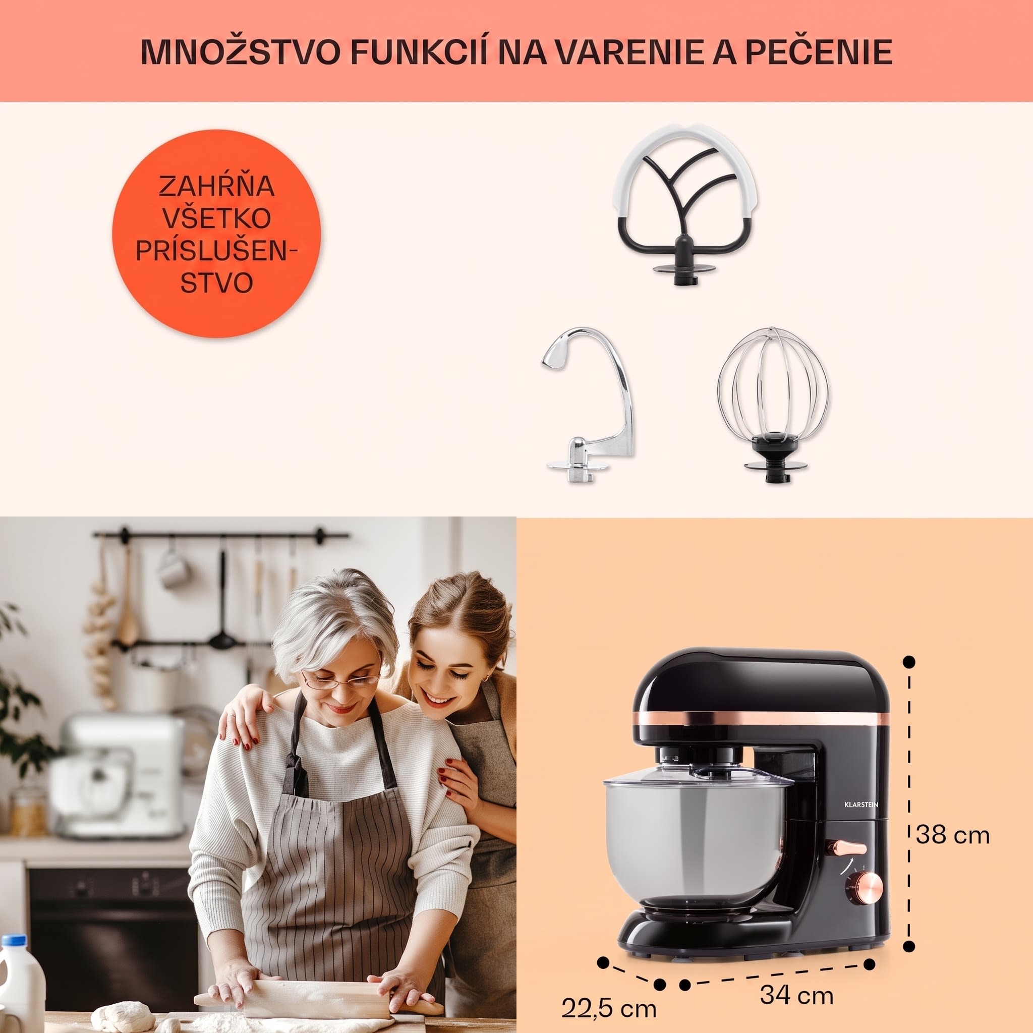Klarstein Bella Elegance, kuchynský robot, 1800 W, 1,7 PS, 6 stupňov, 5 l – Obrázok 4