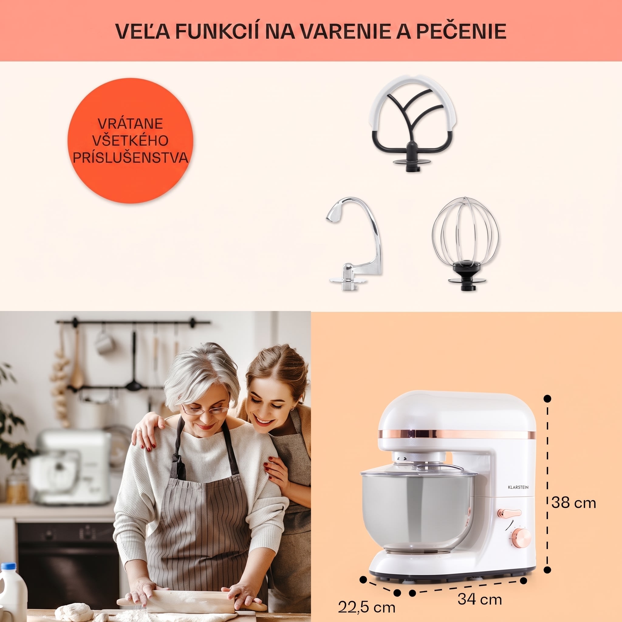 Klarstein Bella Elegance, kuchynský robot, 1800 W, 1,7 PS, 6 stupňov, 5 l – Obrázok 4