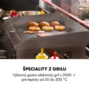 Klarstein Grillmeile 3000G, elektrický gril, 3000 W, grilovacia platňa 54,5 x 35 cm, hladký