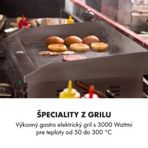 Klarstein Grillmeile 3000R, elektrický gril, 3000 W, grilovacia platňa 54,5 x 35 cm, rebrovaný