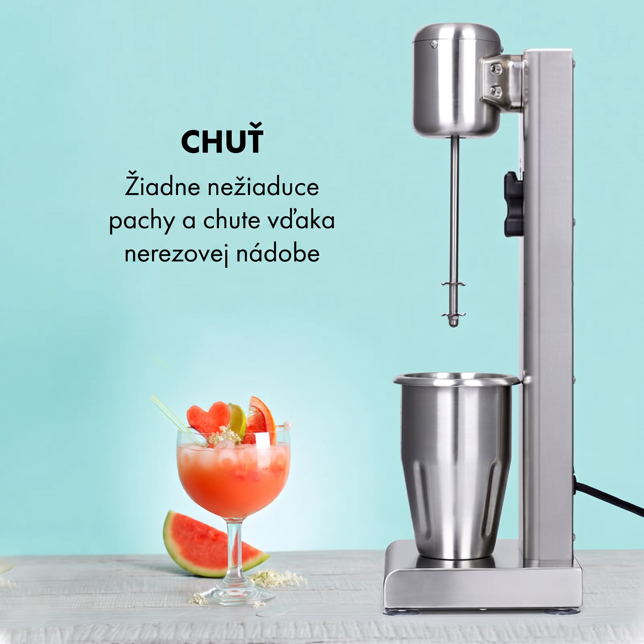 Klarstein Kraftpaket, mixér na mliečne kokteily, proteínové kokteily, 80 W, nehrdzavejúca oceľ, strieborný – Obrázok 3