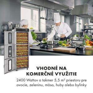 Klarstein Master Jerky 550, sušička potravín, 2400 W, 30 – 90 °C, 24 hod. časovač, nehrdzavejúca oceľ, strieborný