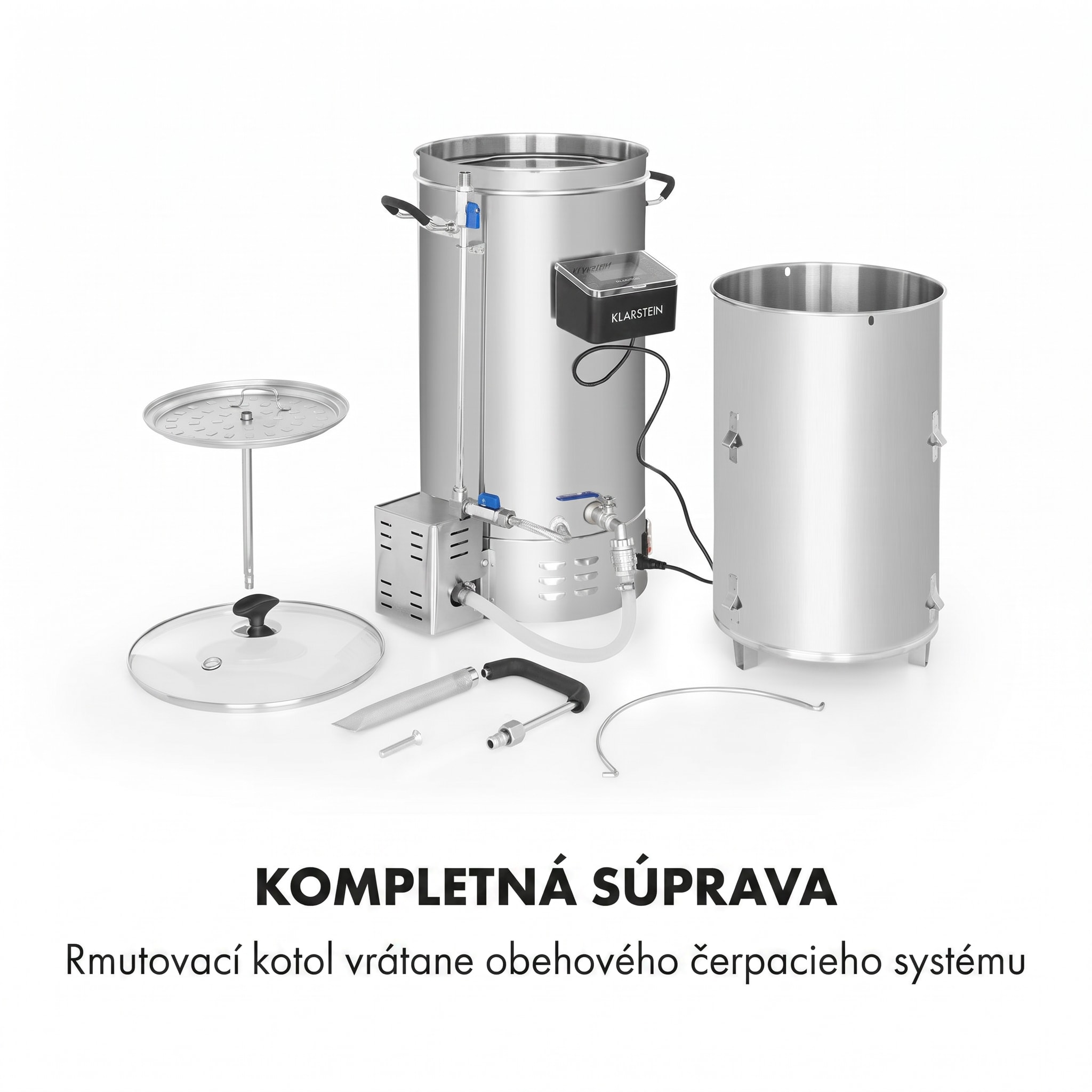 Klarstein Brauheld Pro, sladový kotol, 30 l, 2500 W, 30 – 100 °C, obehové čerpadlo, nehrdzavejúca oceľ – Obrázok 5