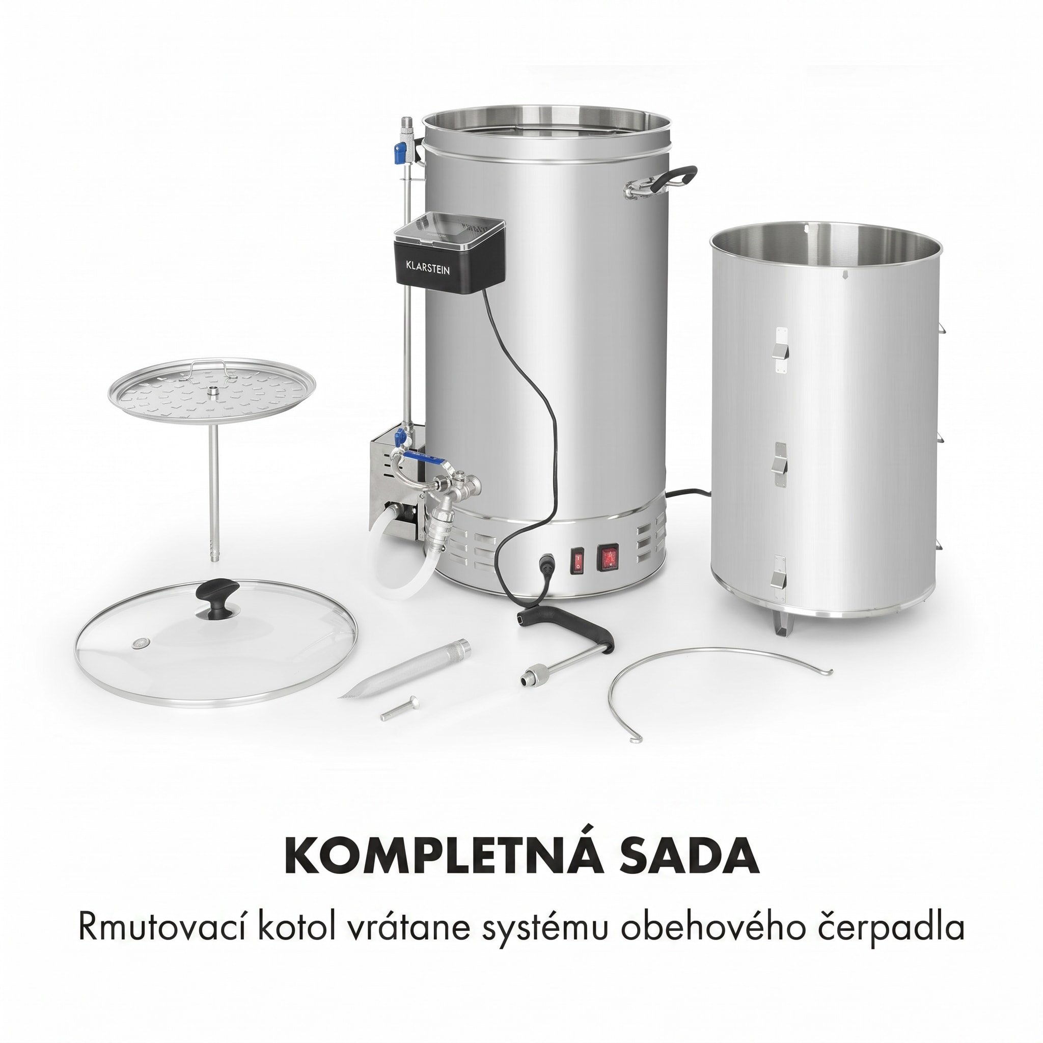 Klarstein Brauheld Pro, sladový kotol, 45 l, 3300 W, 30 – 100 °C, obehové čerpadlo, nehrdzavejúca oceľ – Obrázok 5