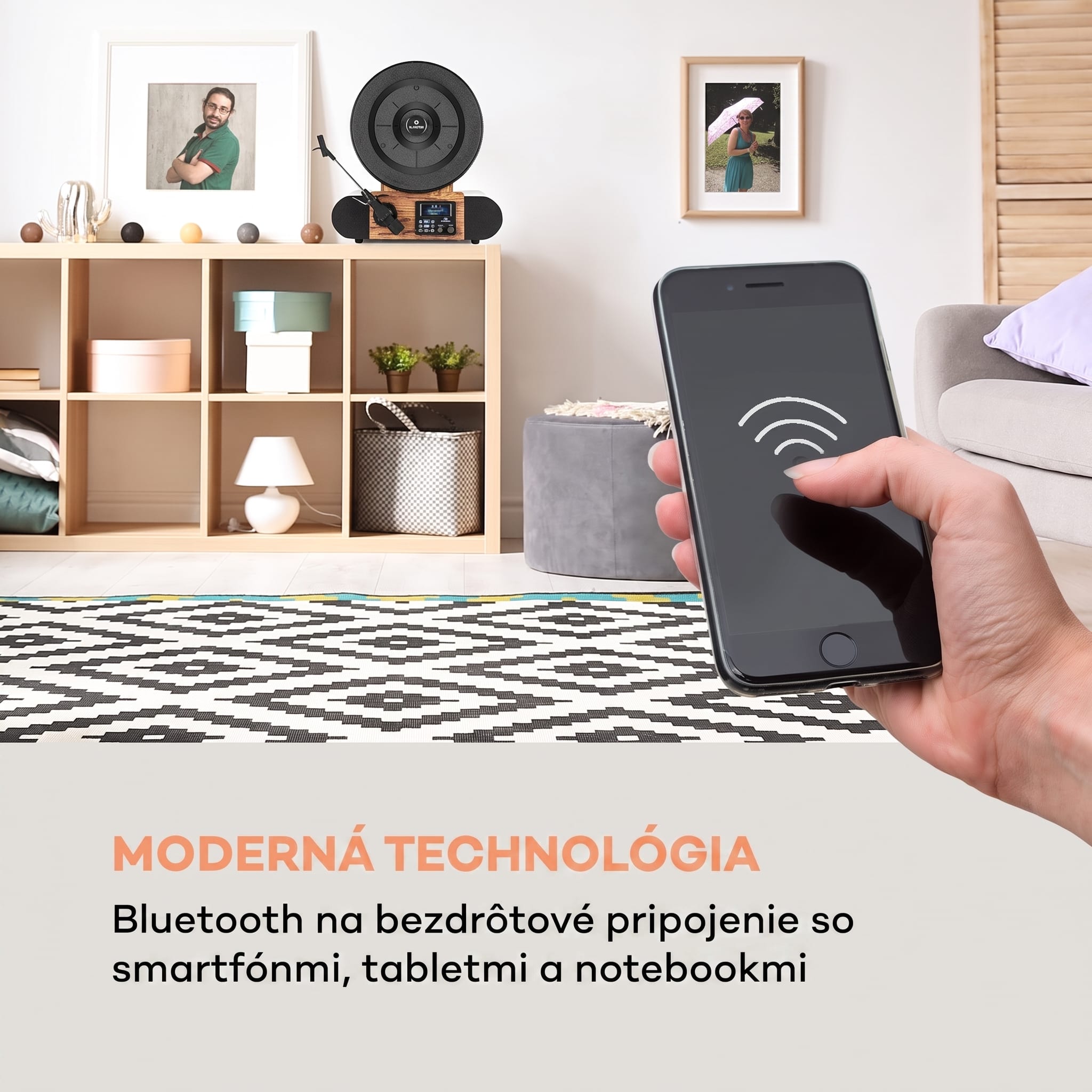 Auna Verticalo SE DAB retro gramofón DAB+ UKW tuner USB BT AUX drevo – Obrázok 4
