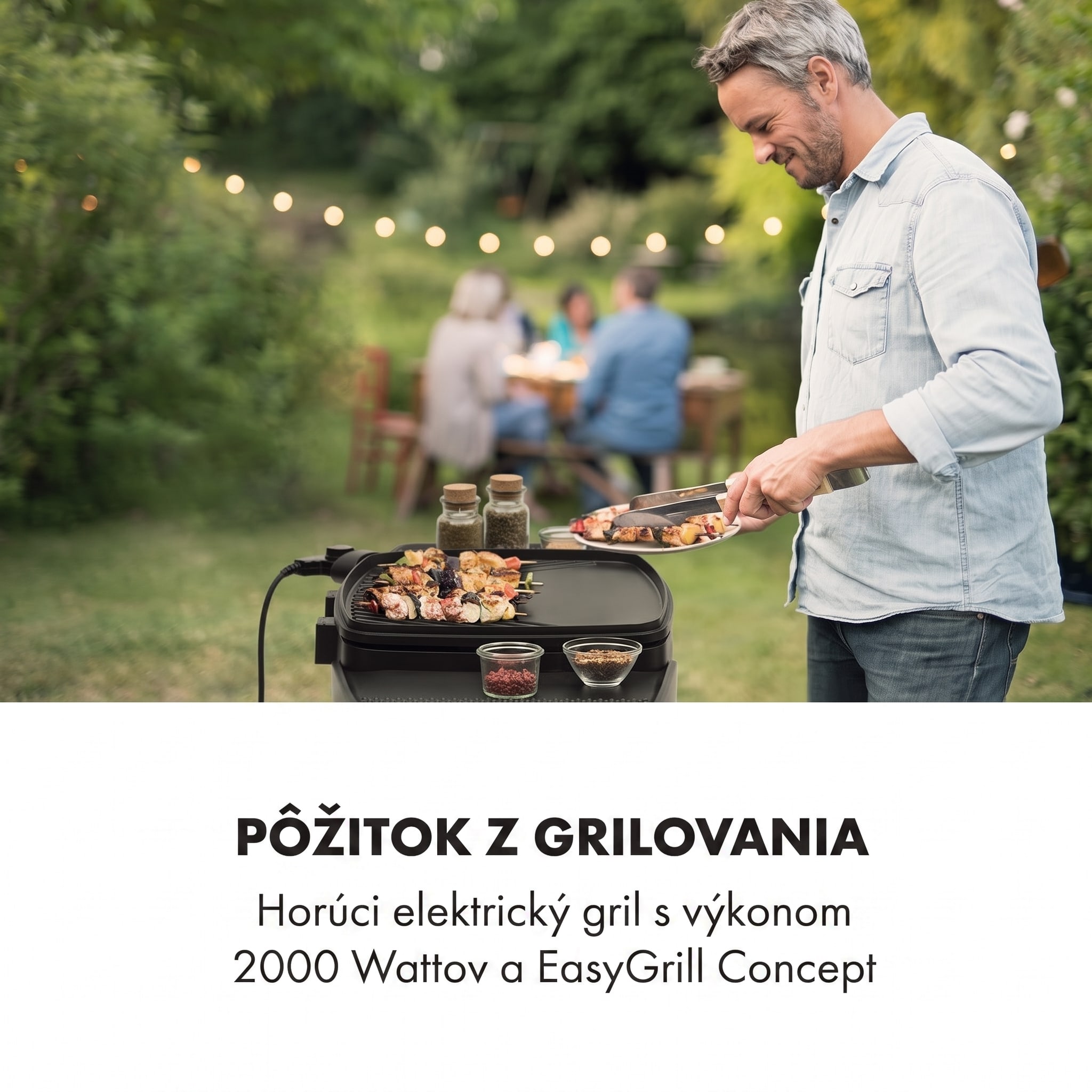 Klarstein Gatsby, elektrický gril, 2000 W, nepriľnavá grilovacia plocha, bočné stolíky, čierny