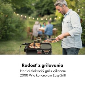 Klarstein Gatsby, elektrický gril, 2000 W, nepriľnavá grilovacia plocha, bočné stolíky, béžový/čierny