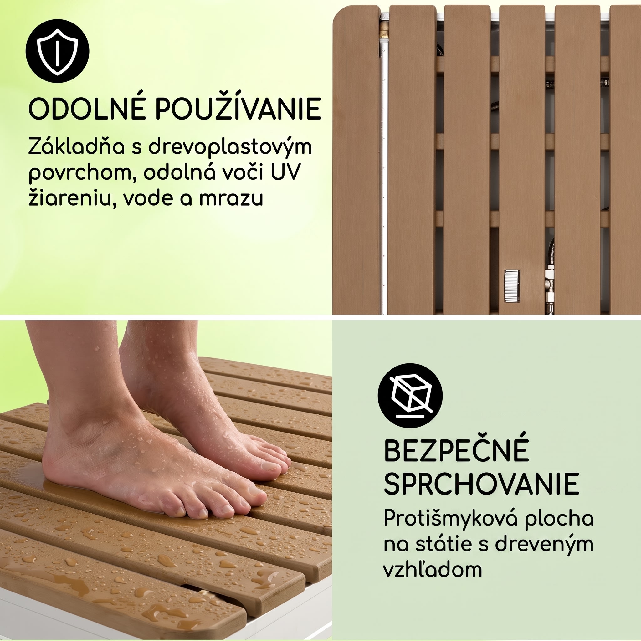 Blumfeldt Sumatra Breeze Square, záhradná sprcha, WPC, hliník, 70x55, hranatá – Obrázok 2