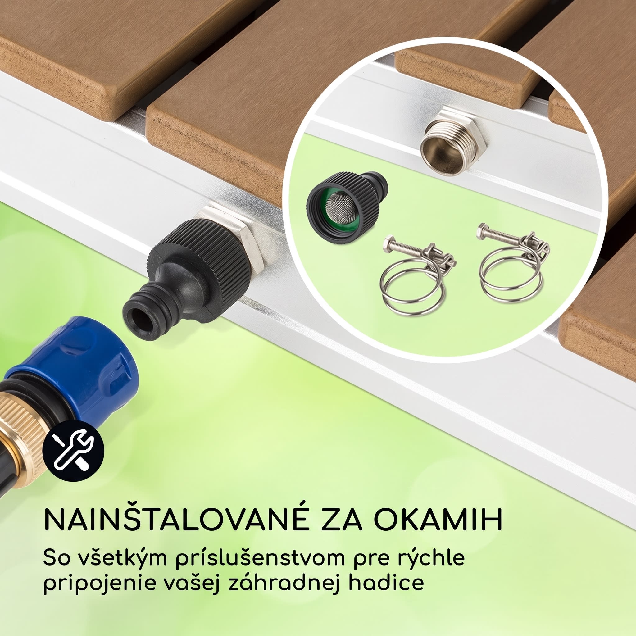 Blumfeldt Sumatra Breeze Square, záhradná sprcha, WPC, hliník, 70x55, hranatá – Obrázok 4