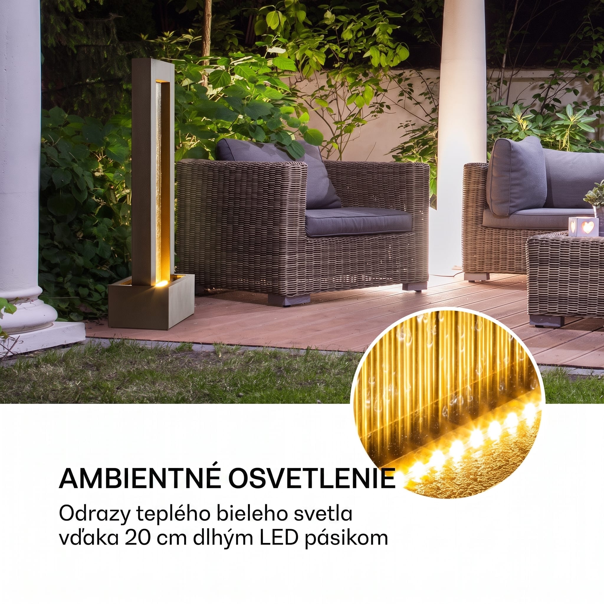 Blumfeldt Skyriver záhradná fontána, interiérová a exteriérová, LED, 10 m kábel – Obrázok 5