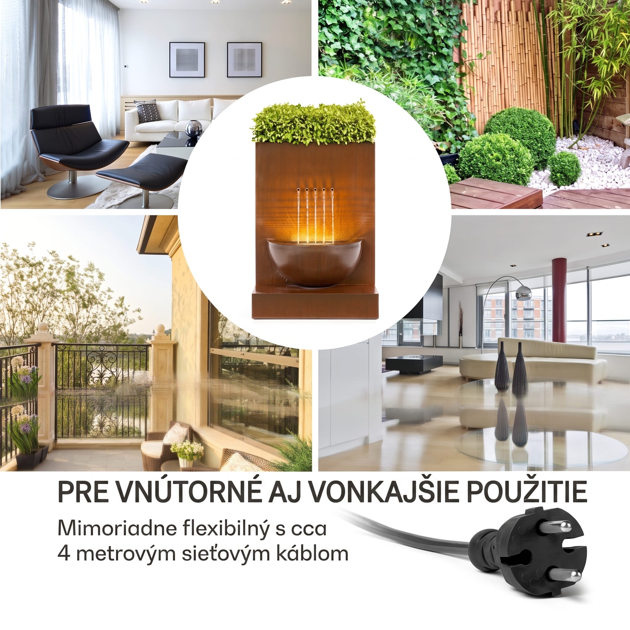 Blumfeldt Windflower, záhradná fontána s kvetináčom, 11 W, pozinkovaný kov, hnedá – Obrázok 3