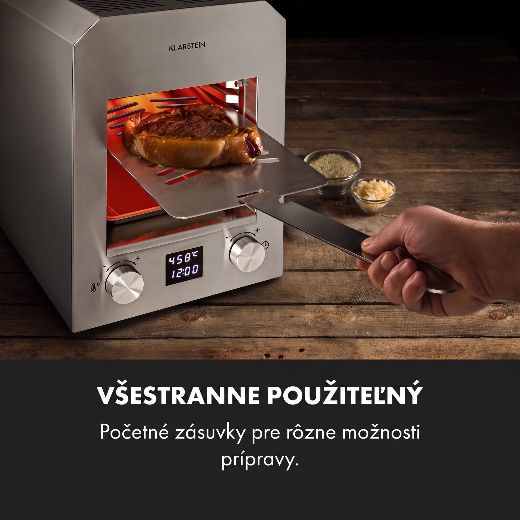 Klarstein Hannibal vysokoteplotný gril Indoor 2 200W 850°C nerez strieborný – Obrázok 5