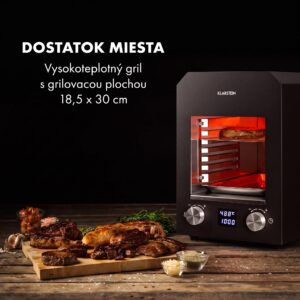 Klarstein Hannibal, vysokoteplotný gril, 2200 W, 850 °C, interiérový, nehrdzavejúca oceľ, čierny
