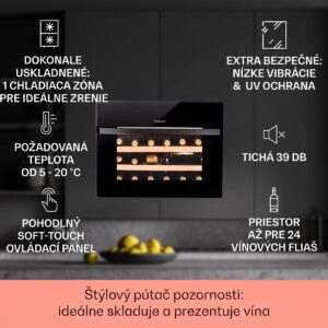 Klarstein Vinsider 24 Built-In Uno, vinotéka, 24 fliaš, energet. trieda G, 1 zóna