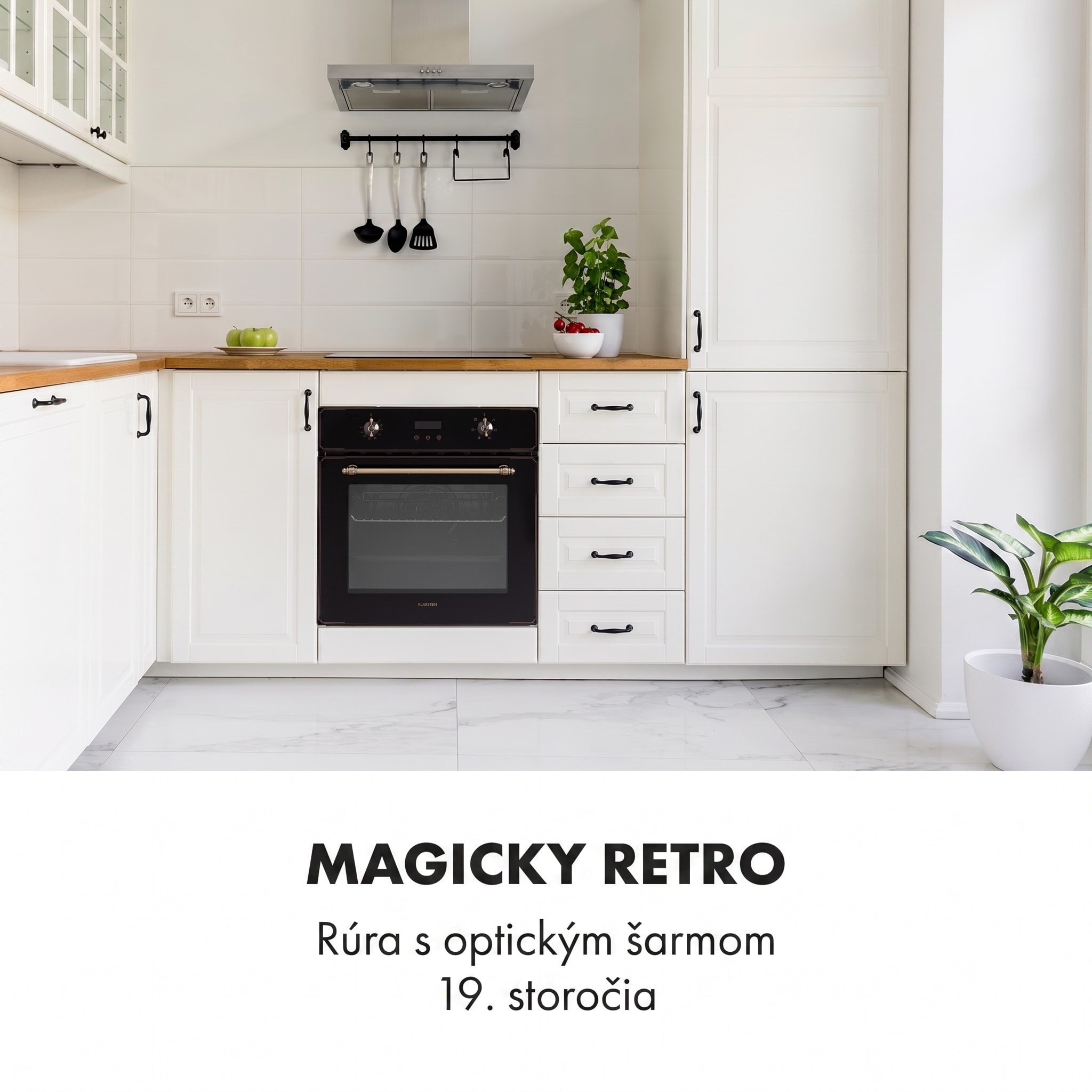 Klarstein Elizabeth, vstavaná rúra, retro dizajn, 6 funkcií, 50 – 250 °C, čierna