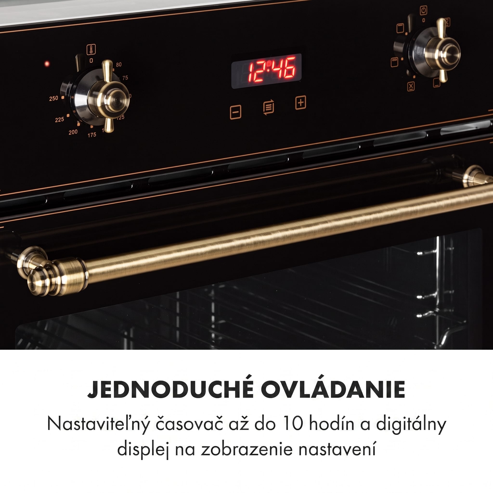 Klarstein Elizabeth, vstavaná rúra, retro dizajn, 6 funkcií, 50 – 250 °C, čierna – Obrázok 3