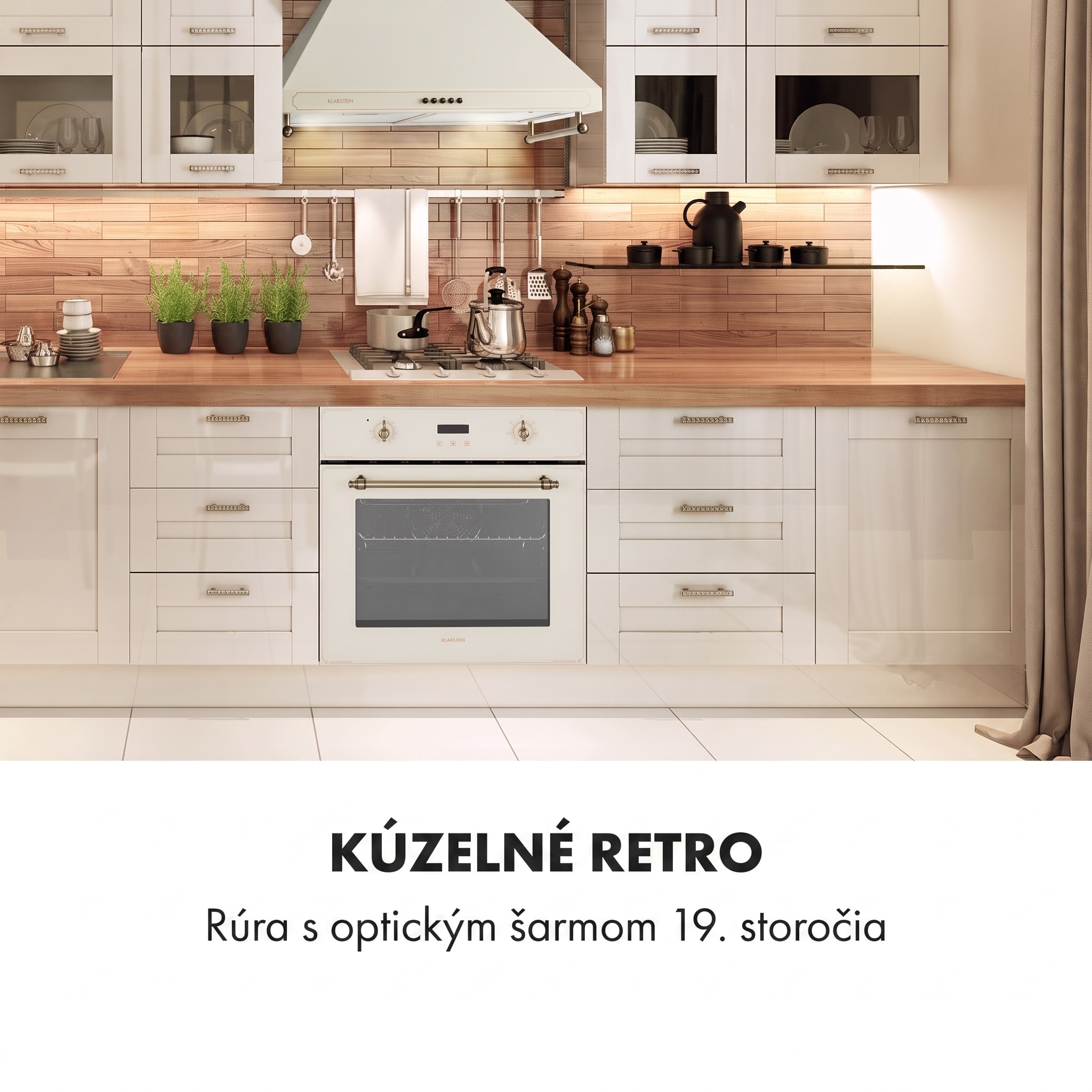Klarstein Elizabeth, vstavaná rúra, retro dizajn, 6 funkcií, 50 – 250 °C, krémová