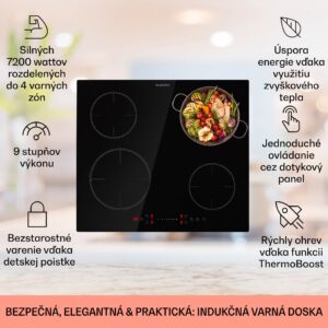Klarstein Virtuosa EcoAdapt, indukčná varná doska, 7200 W, 4 zóny, sklo, čierna