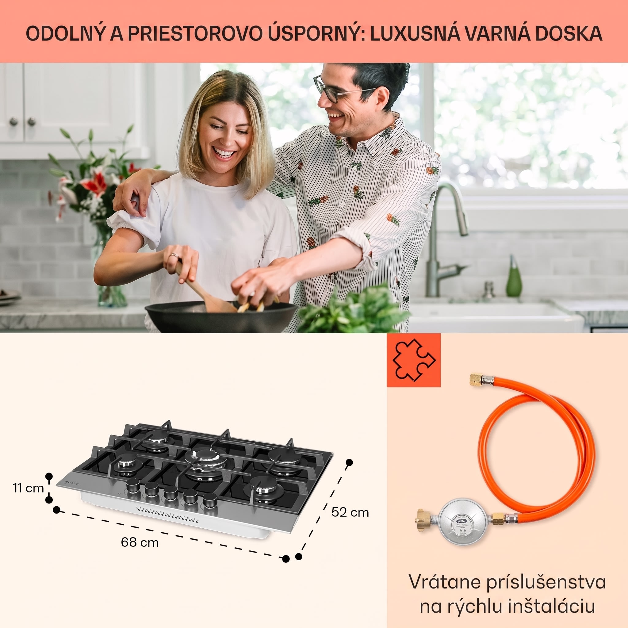 Klarstein Alchemist 5-zónová plynová varná doska s hliníkovými horákmi, čierna sklokeramika – Obrázok 5