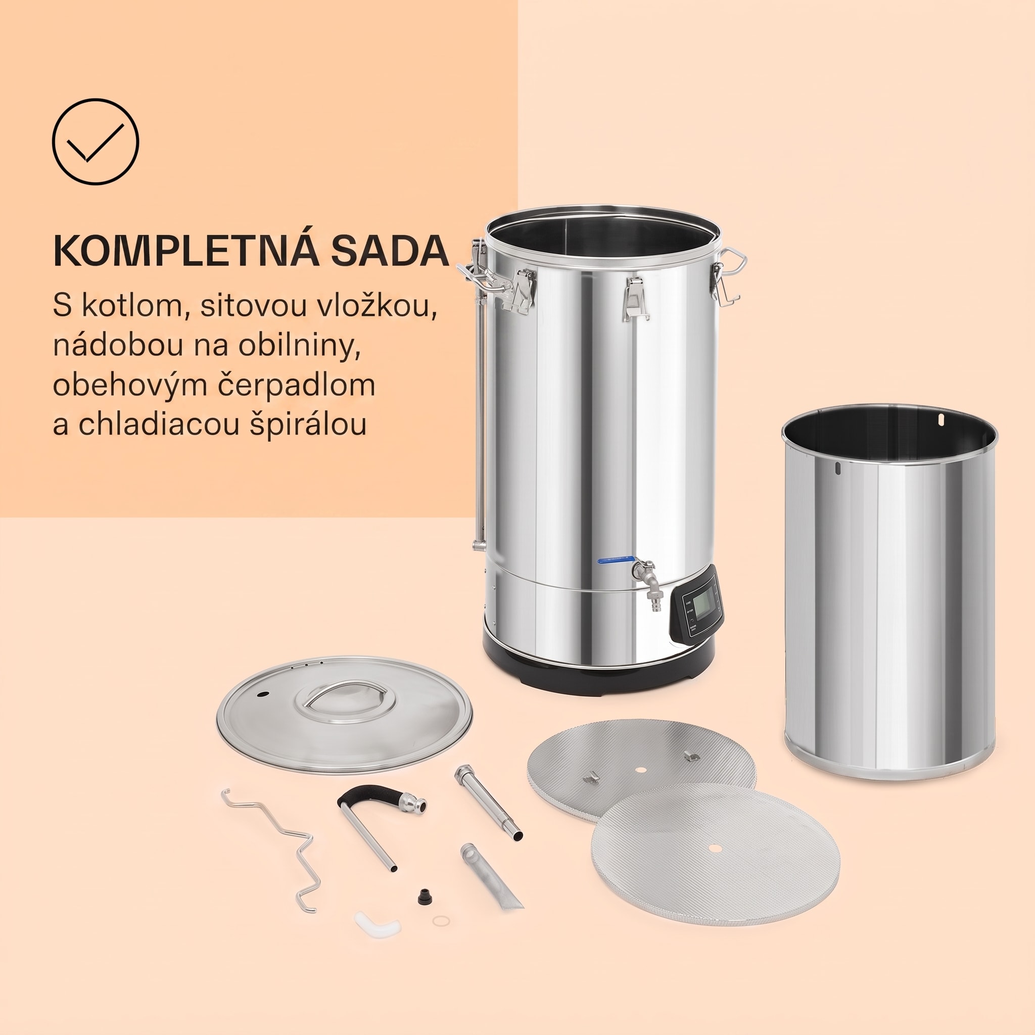 Klarstein Mundschenk 3XL, sladový kotol, 65 l, 3000 W, zariadenie na varenie piva, 9 programov – Obrázok 5