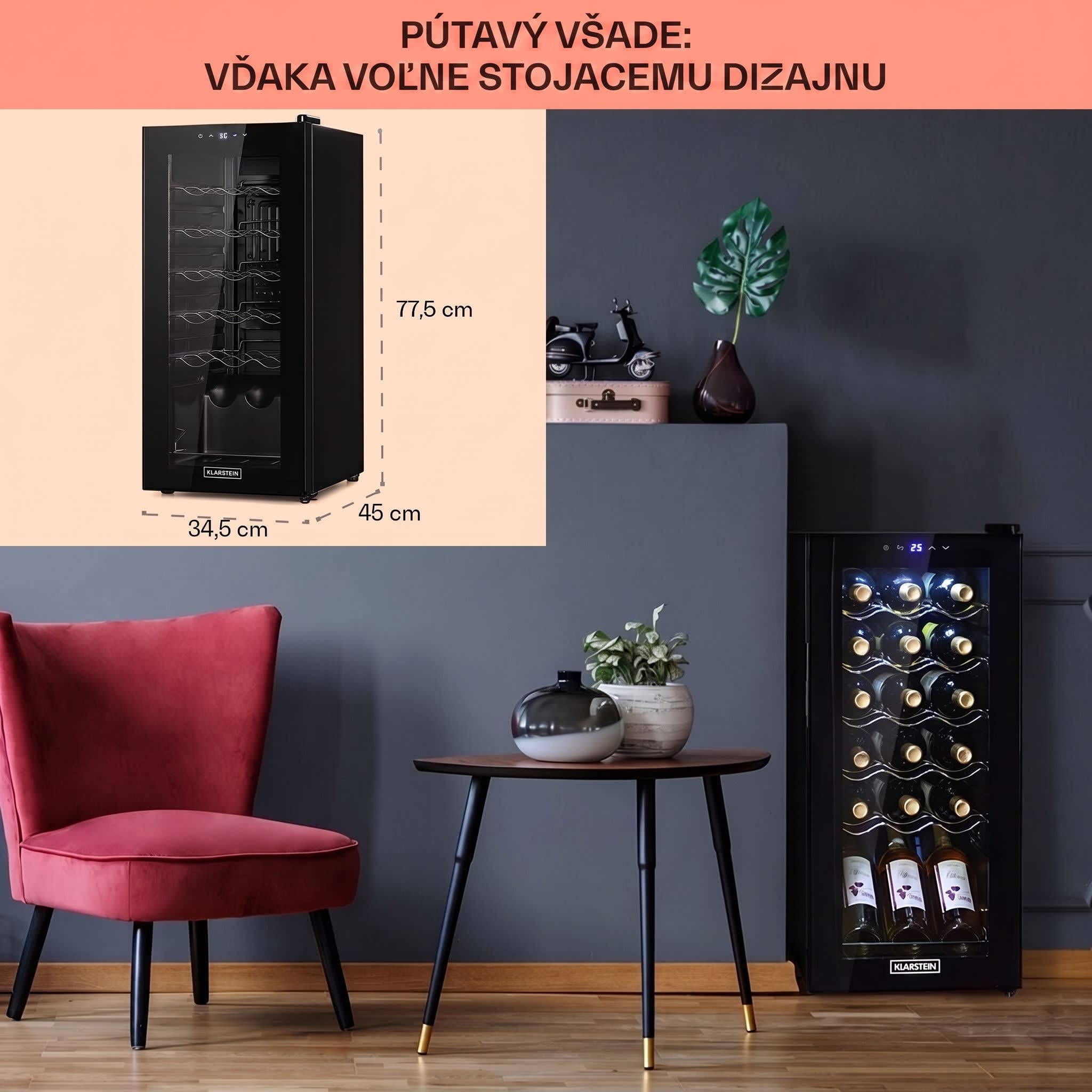 Klarstein Shiraz 18 Uno, vinotéka, 50 l, 18 fliaš, 5-18°C, dotykový ovládací panel – Obrázok 5