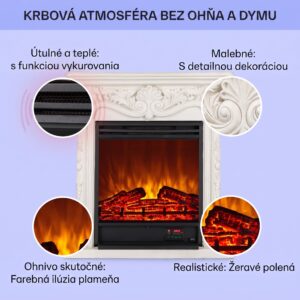 Klarstein Etna Pozzolana, elektrický krb, 1800 W, týždenný časovač, diaľkové ovládanie, biely