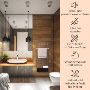Klarstein Hot Spot Crystal Reflect Smart, infračervený ohrievač, 850 W, aplikácia, časovač, zrkadlo