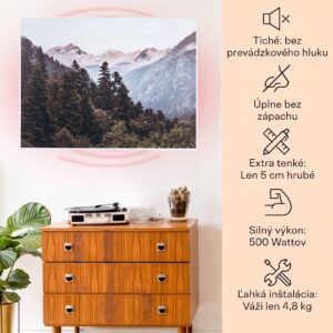 Klarstein Wonderwall Air Art Smart, infračervený ohrievač, 80 x 60 cm, 500 W, nástenná inštalácia, hora