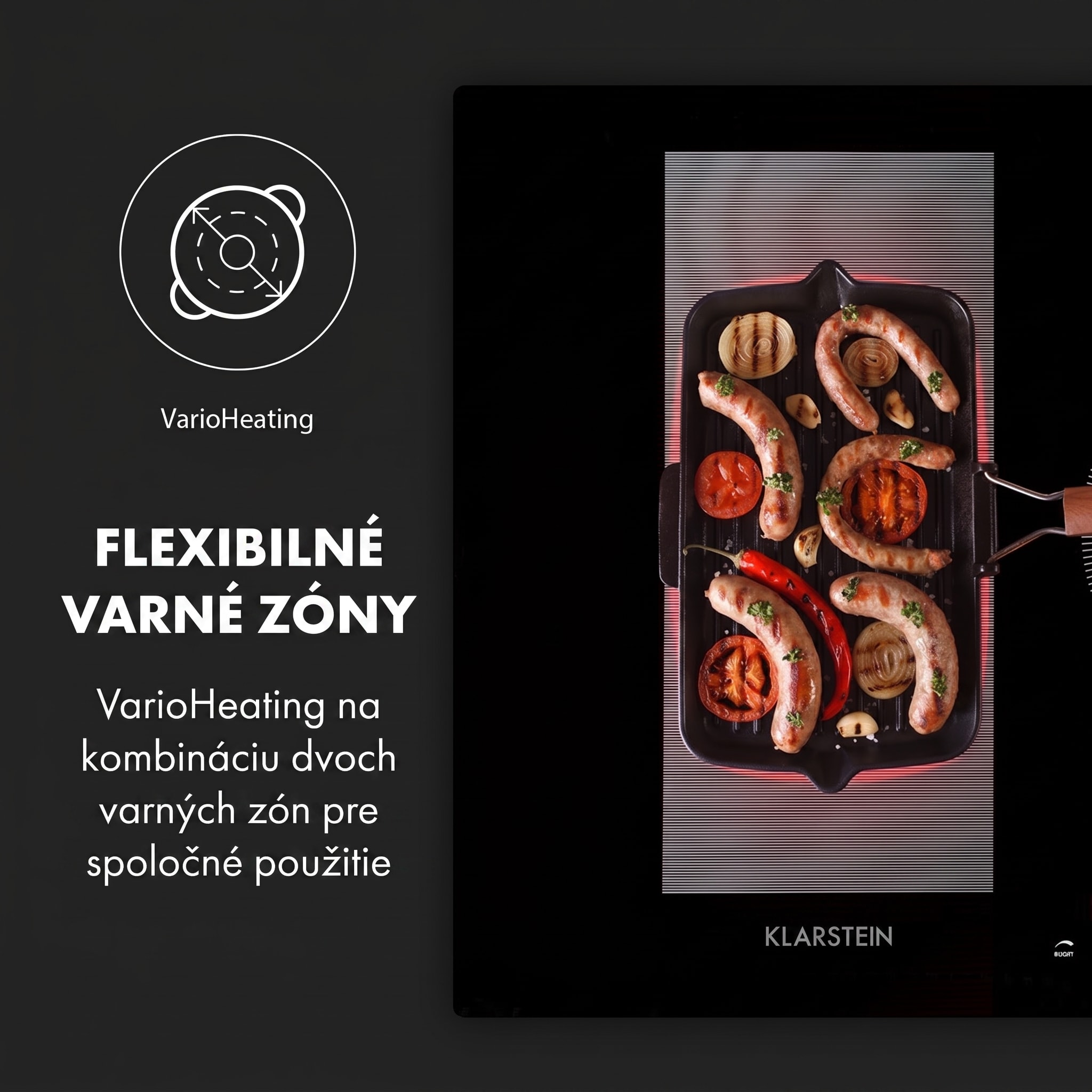 Klarstein Delicatessa 90 Hybrid, vstavaná indukčná varná doska, 7400 W, 5 zón, čierna – Obrázok 2