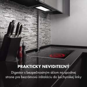 Klarstein Hektor Brilliant Edition, digestor, 52 cm, vstavaný, 506 m³/h, dotykové ovládanie, sklo, čierny
