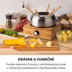 Klarstein Bambus, fondue, 800 W, hrniec z ušľachtilej ocele