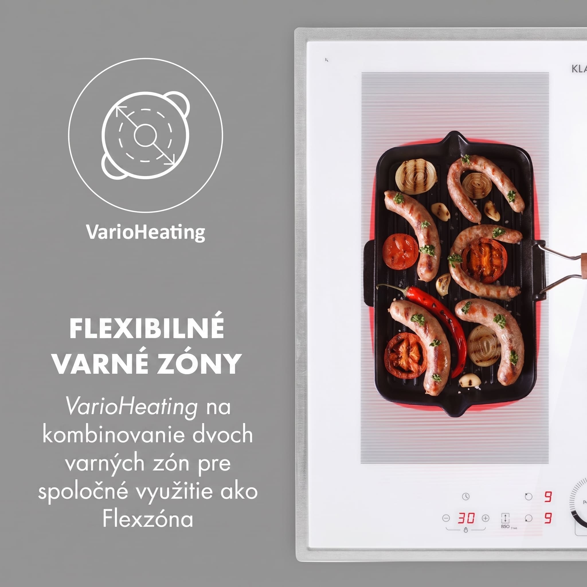 Klarstein Delicatessa 60 Prime, indukčná varná doska, 7000 W, 4 zóny, časovač, biela – Obrázok 2