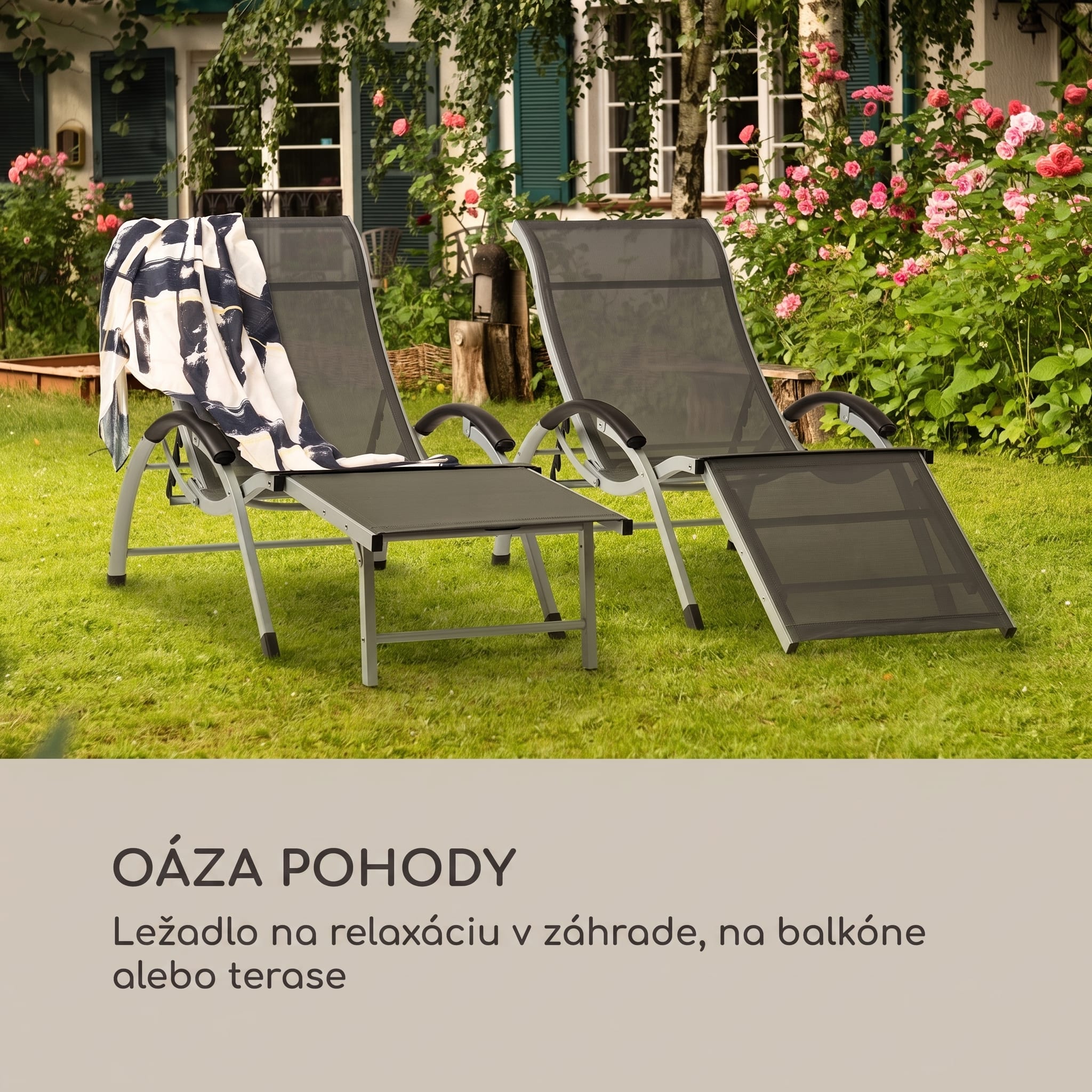 Blumfeldt Sunnyvale, lehátko, s podnožkou, hliník, 4 úrovne – Obrázok 5