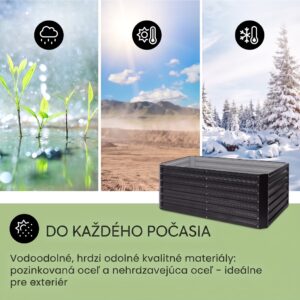 Blumfeldt High Grow Straight vyvýšený záhon 200x60x100 cm 1200 l oceľ