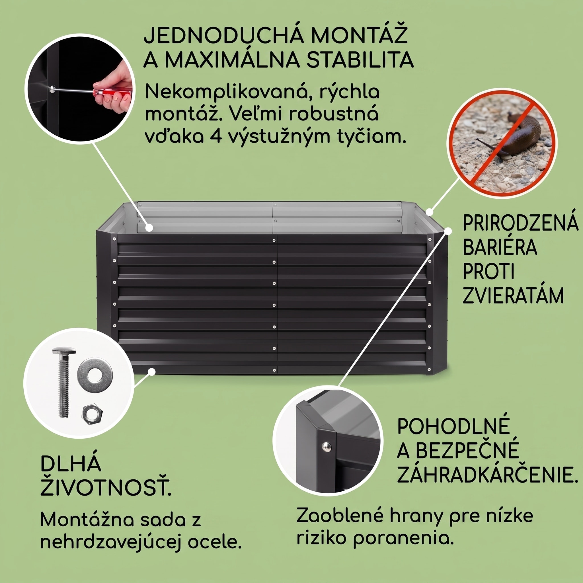 Blumfeldt High Grow Straight vyvýšený záhon 200x60x100 cm 1200 l oceľ – Obrázok 2