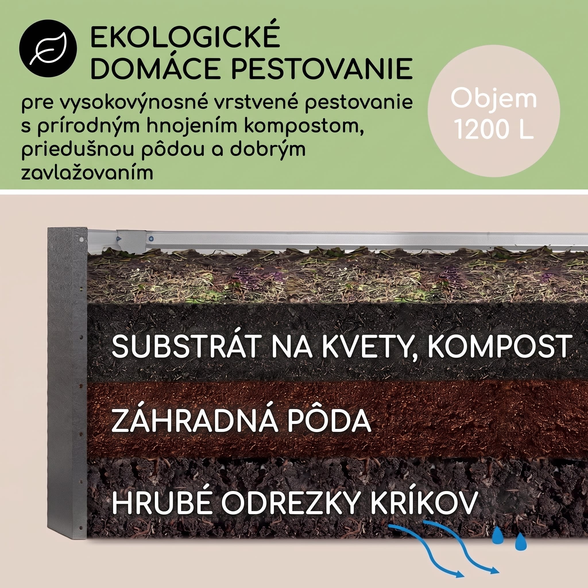 Blumfeldt High Grow Straight vyvýšený záhon 200x60x100 cm 1200 l oceľ – Obrázok 3