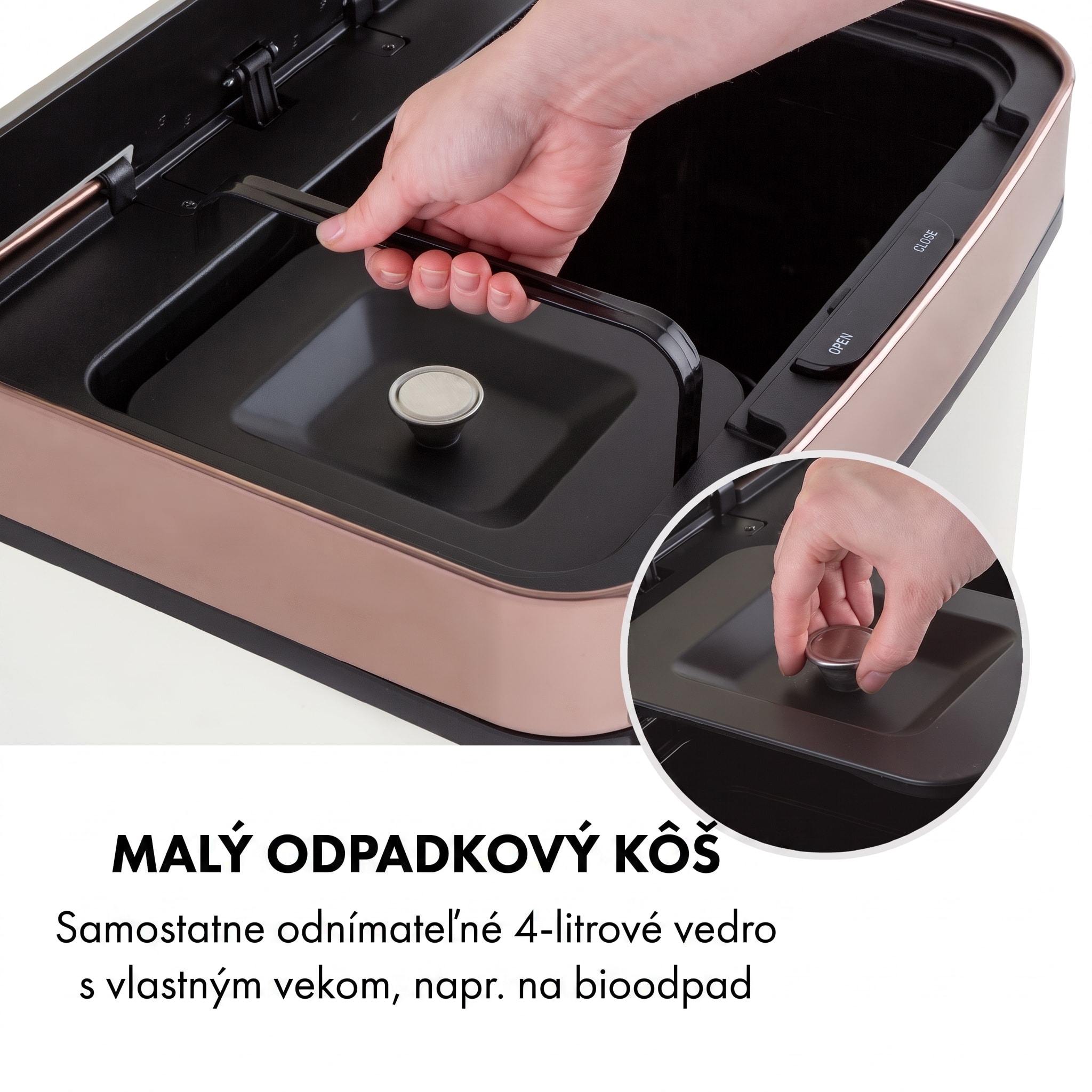 Klarstein Royal Trash Rose Gold, odpadkový kôš so senzorom, 72 l, ušľachtilá oceľ, ružovozlatá – Obrázok 3