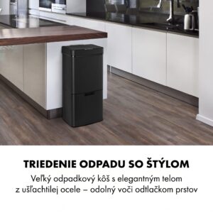 Klarstein Royal Trash Matte Black, odpadkový kôš so senzorom, 72 l, ušľachtilá oceľ, matná čierna