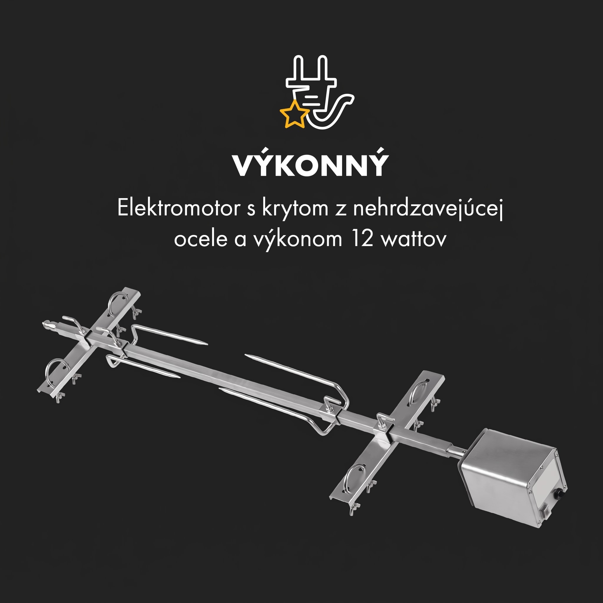 Klarstein Sauenland Survivor, gril na prasiatko, otočný špíz, 12 W, max. 70 kg, ušľachtilá oceľ – Obrázok 5